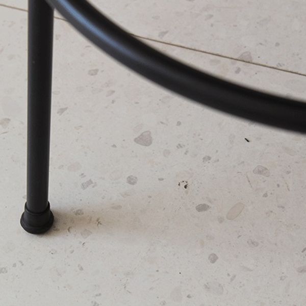 Modern Armless Backless Counter Stool Iron Cafe Bar Stool with Flannel Cushion and Pedal