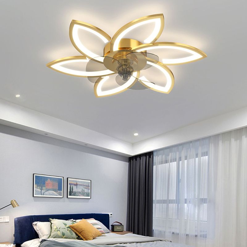Flower Shape Metal Ceiling Fan Modern Style Multi Lights Ceiling Fan Lamp
