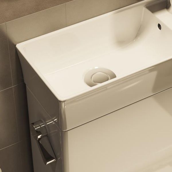 1-Piece Elongated Flush Toilet Ceramic Toilet Bowl with Wash Basin