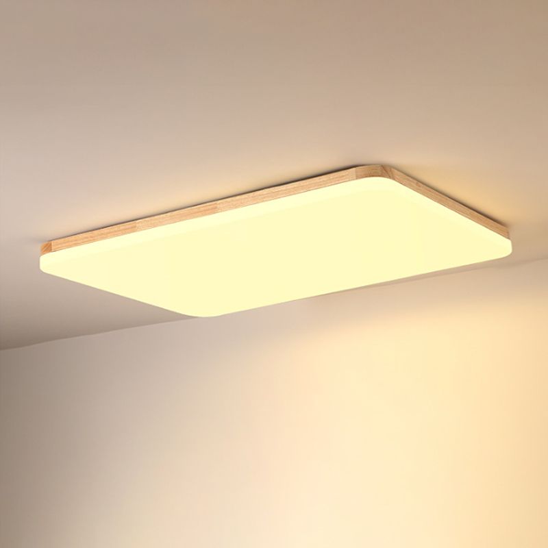 Thinnest Square/Rectangle Ceiling Light Simple Acrylic Living Room LED Flush Mounted Lamp in Beige, 13"/25"/37.5" Wide