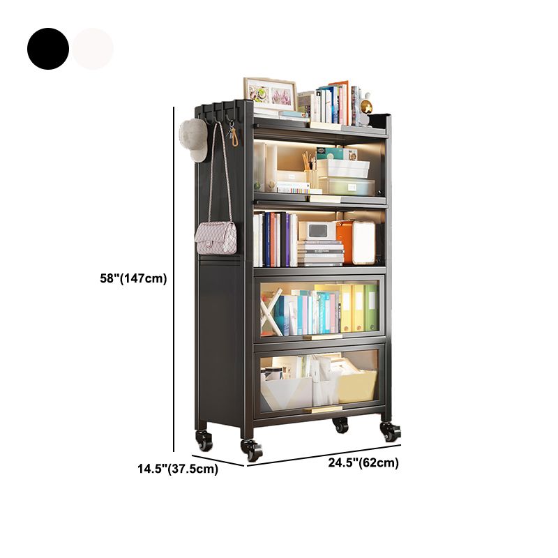 Metal Bookcase, 14.5" W, Geometric Multi Tiers Bookcase Shelves