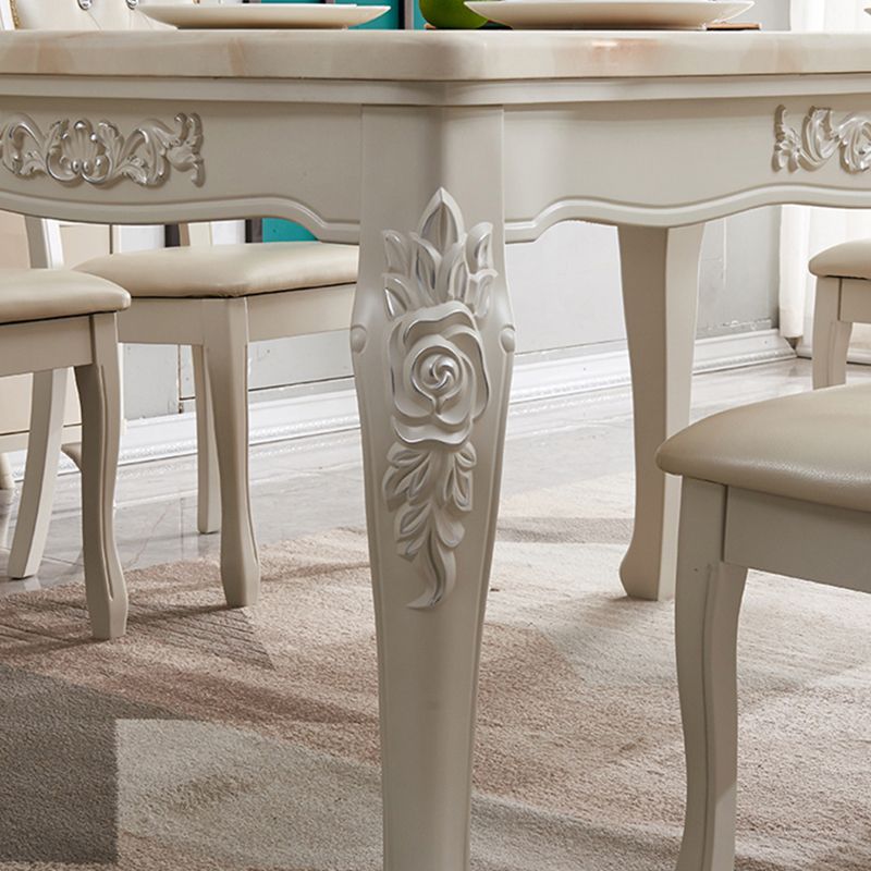 Juego de comedor victoriano Rectángulo de mármol 4 patas Base Base Comedor Juego de mesa