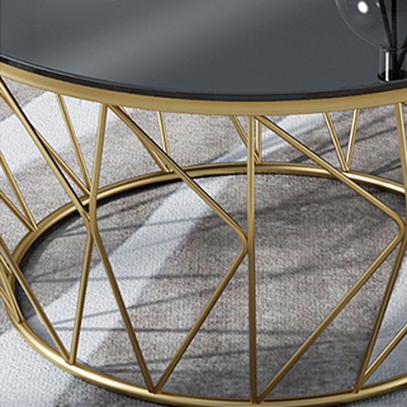Frame Modern Simple Cocktail Table Round Glass Top Coffee Table - 17.72" H