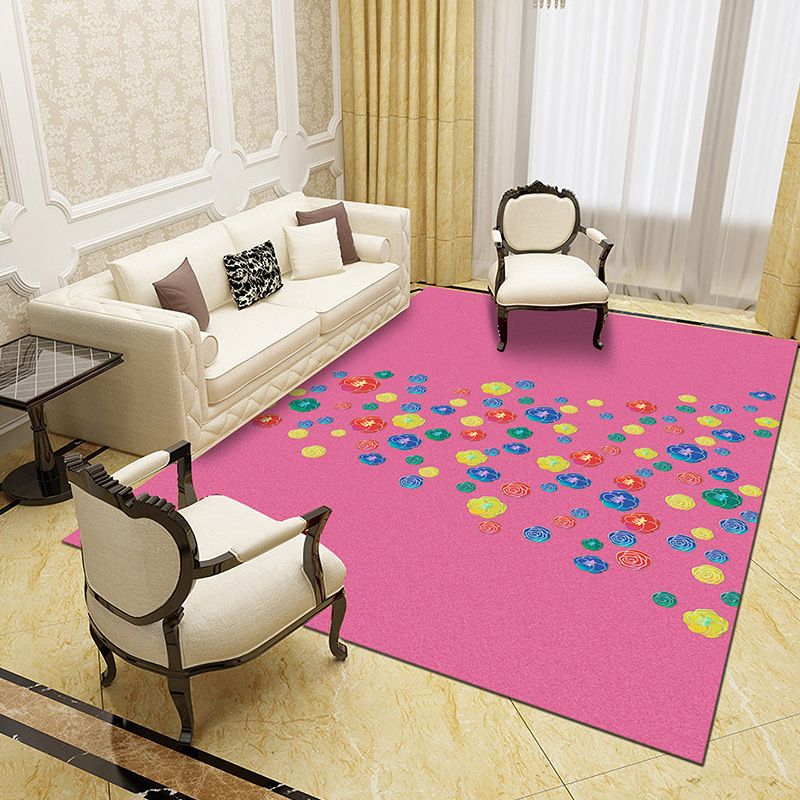 Unique Abstract Patterned Rug Multi Color Contemporary Rug Polypropylene Washable Pet Friendly Non-Slip Backing Rug for Lounge