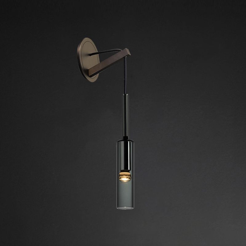 Halbzylinderform Wandleuchte moderne 1-Licht-Kristallwandmontage Leuchte in Schwarz