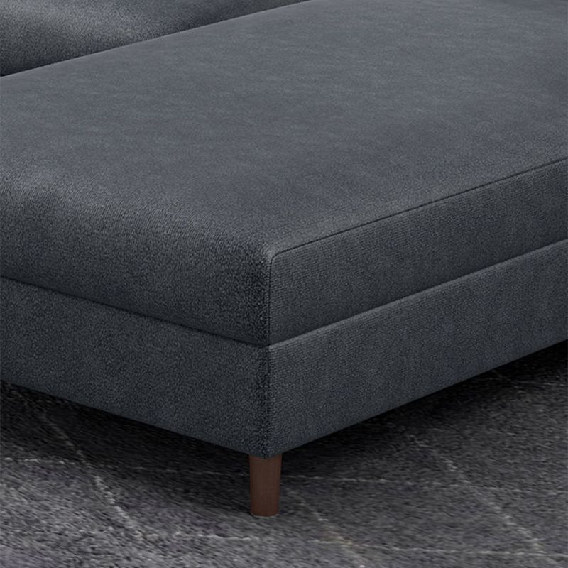 Square Arm Dark Gray Cushion Back Storage Stain-Resistant Sofa