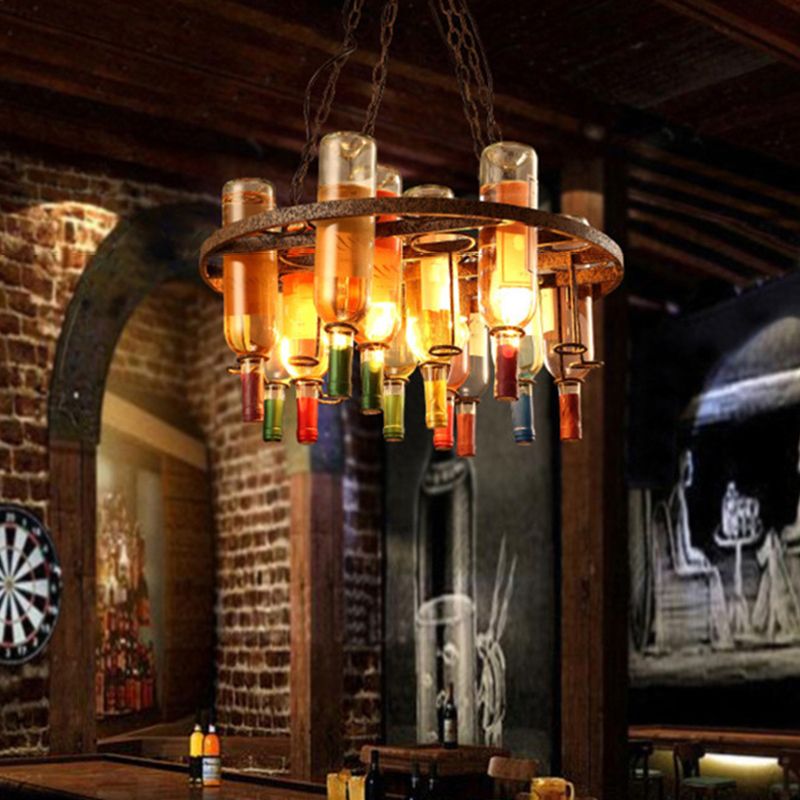 Vintage stijl rond kroonluchter verlichting armatuur glazen hangsellamp in meerkleurig