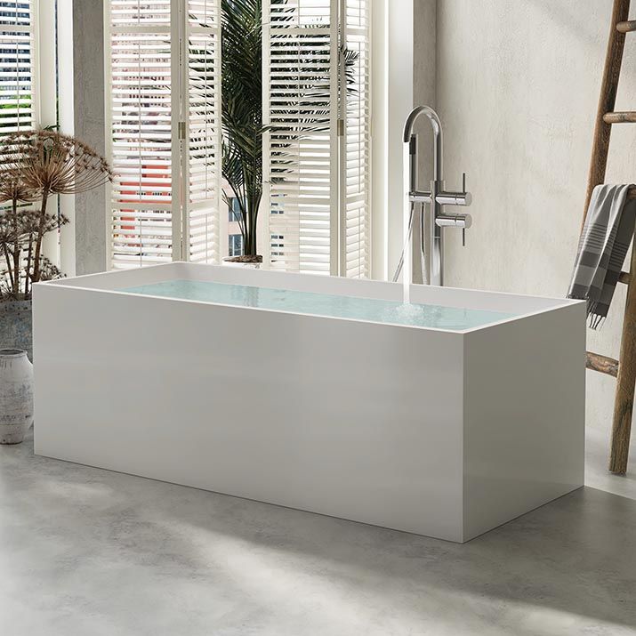 Modern Rectangular Tub Acrylic  Freestanding Bathtub for Home