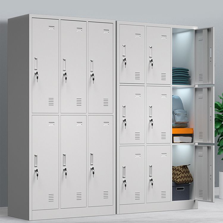 Modern Grey Storage Cabinet with Hinged Door Metal Cabinet for Bathroom