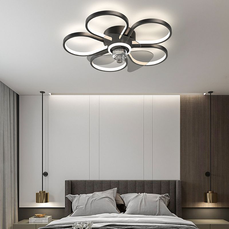 Nordic Style Metal Ceiling Fan Lamp Geometry Circle Ceiling Fan Light for Bedroom