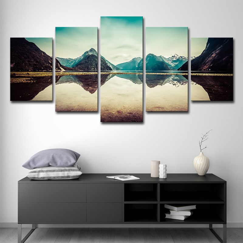 Blue Milford Sound Landscape Canvas Multiple-Piece Wall Art for Living Room