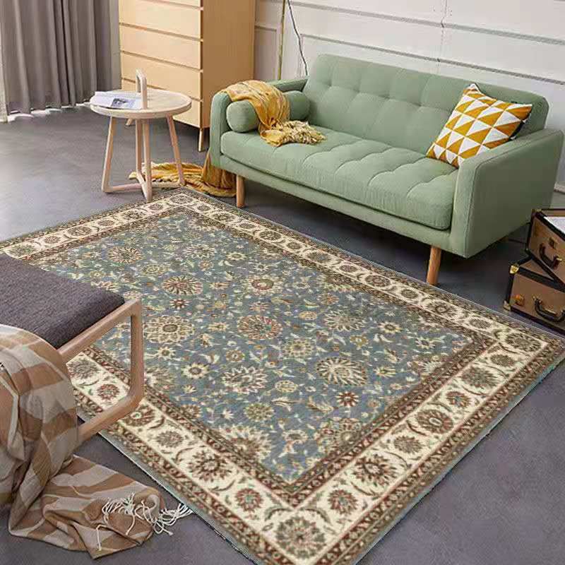 Orange Vintage Rug Polyester Graphic Rug Stain Resistant Rug for Drawing Room