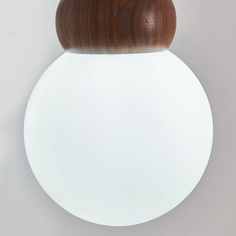 Globe Wood Wall Lamp 1-Light Contemporary Glass Armed Wall Mount Lamp for Bedroom