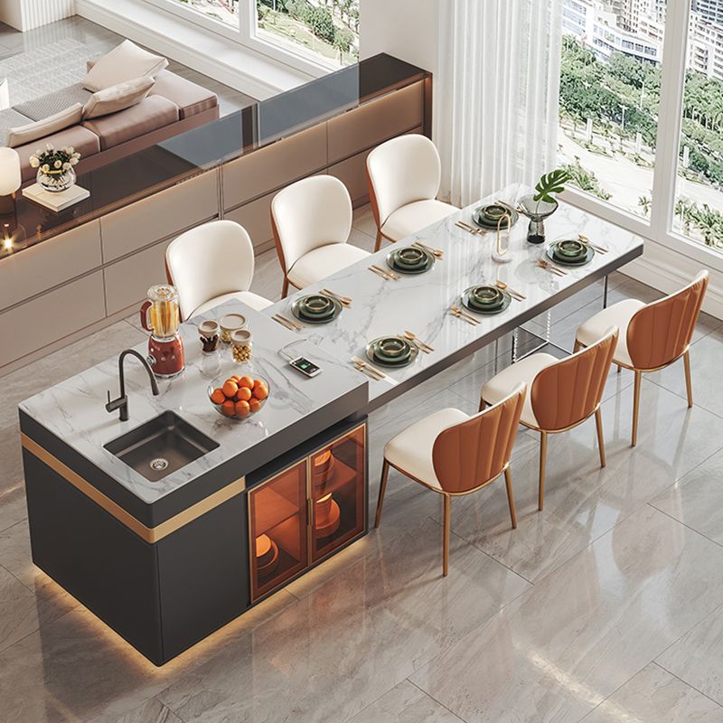 Modern Rectangle Dining Table Sintered Stone Dinner Table with Acrylic Base