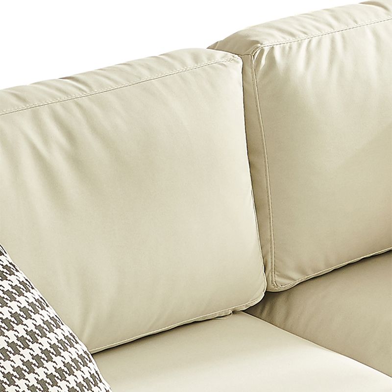 Stain Resistant Faux Leather Sofa Recessed Arm Cushions Settee Couch