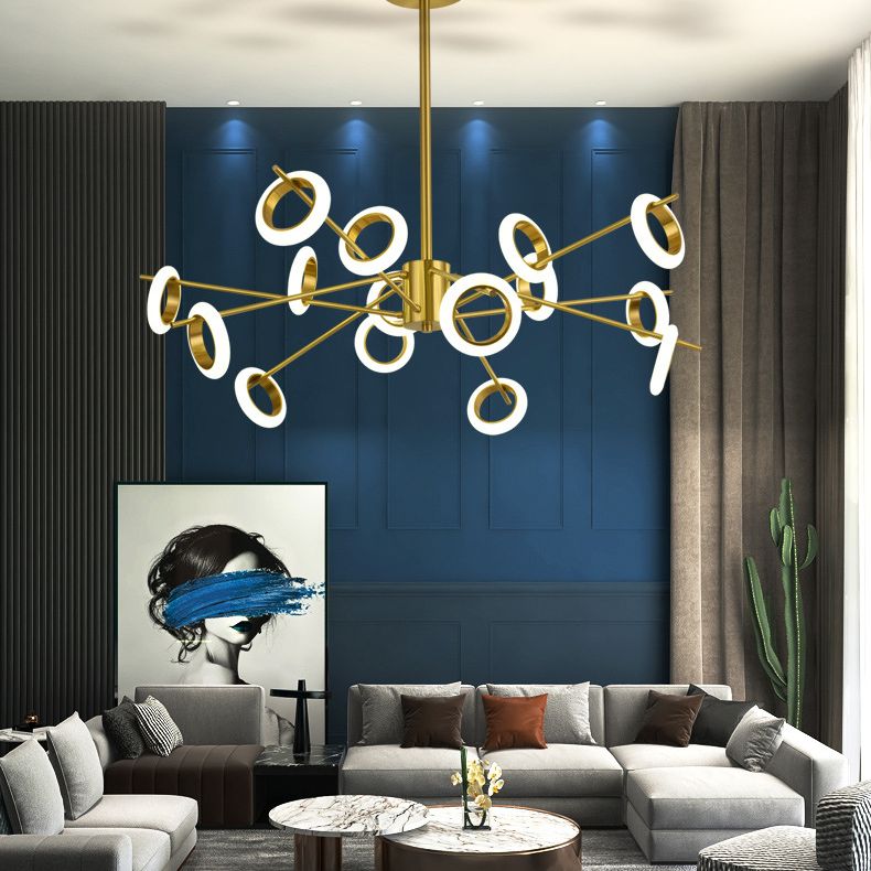 Ultra-modern Multiple Rings Chandelier Lamp Acrylic Suspension Pendant Light for Restaurant