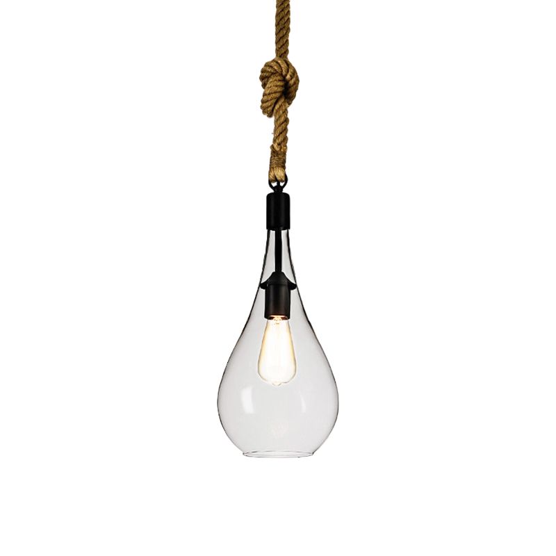 Klare Glasurne/Trapez -Anhänger Beleuchtung Industriestil 1 Licht Schlafzimmer Hanging Leuchte mit verstellbarem Seil