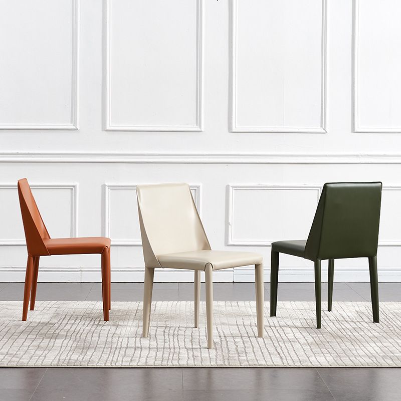 Contemporary Side Chair Faux Leather Solid Back Dining Room Chair for Indoor