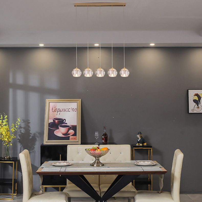 Simplicity Globe Pendant K9 Crystal Dining Room Hanging Ceiling Light in Brass