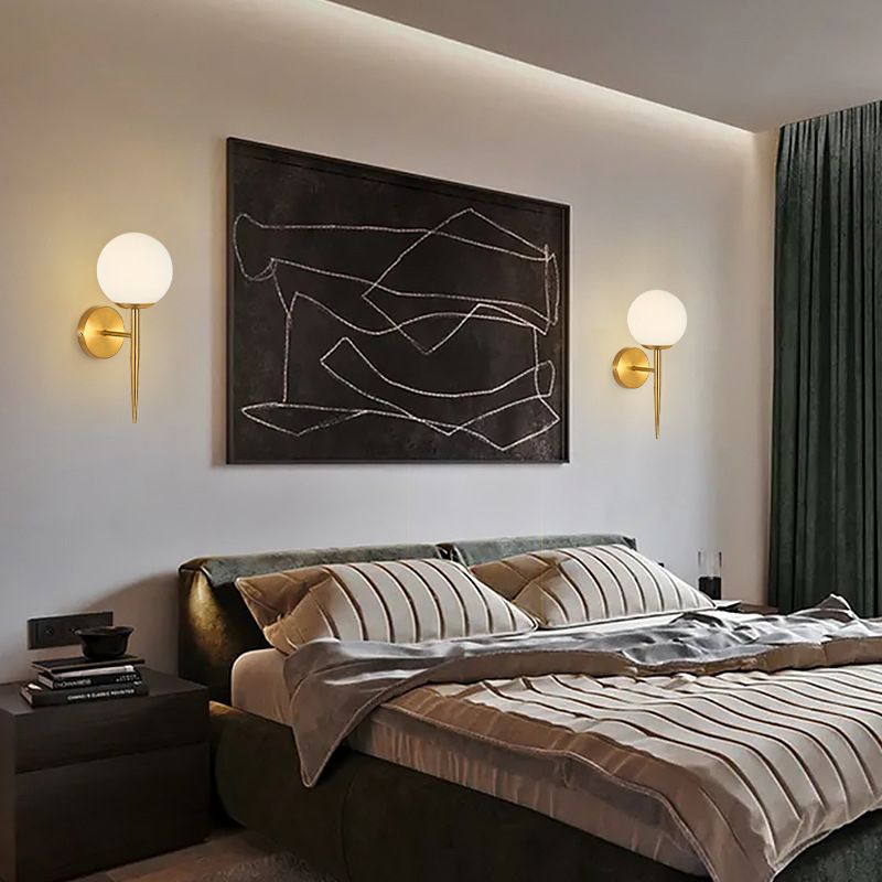 Glass Shaded Bath Vanity Lighting Modernism Metal Golden Light for Bathroom