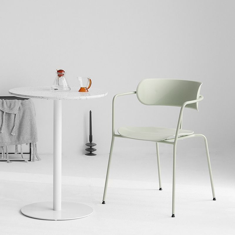 Contemporary Style Arm Chair Plastic Open Back Side Chair with Metal Base