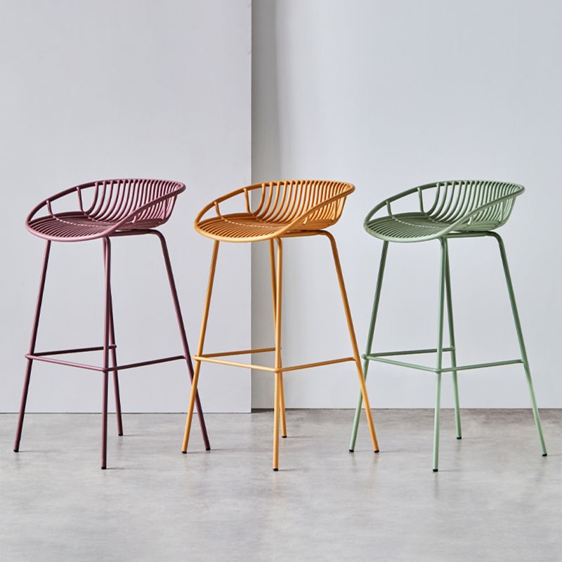 Contemporary Metal Bar Stool Bucket Counter Bar Stool with Metal Legs