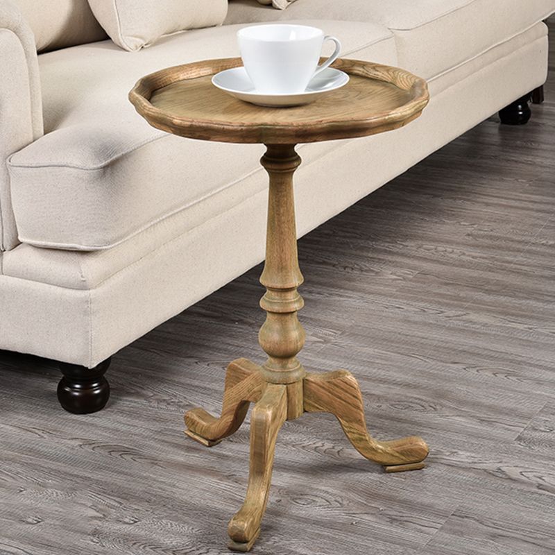 14" Wide Rustic Corner Table Solid Wood Round Side End Table