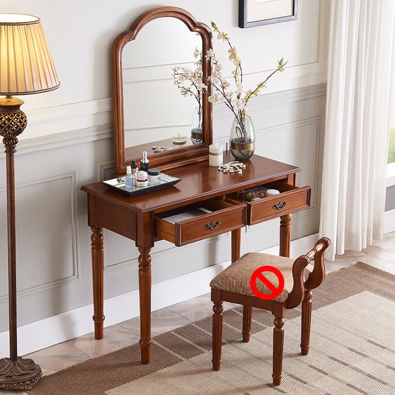 Wood Traditional Vanity Dressing Table 2-Drawer Makeup Vanity Desk