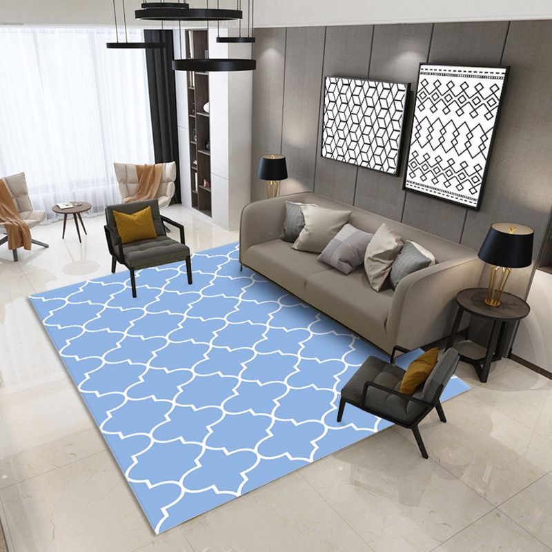 Minimalist Modern Rug Multicolor Geometric Trellis Print Carpet Anti-Slip Machine Washable Pet Friendly Rug for Room