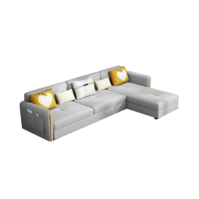 Storage Sectional Sofa Set Square Arm Silver Sectional Sofa with Chaise