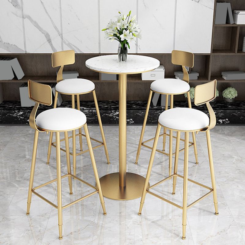 Contemporary Dining Stools Glam Metal Bar Stools with Footrest
