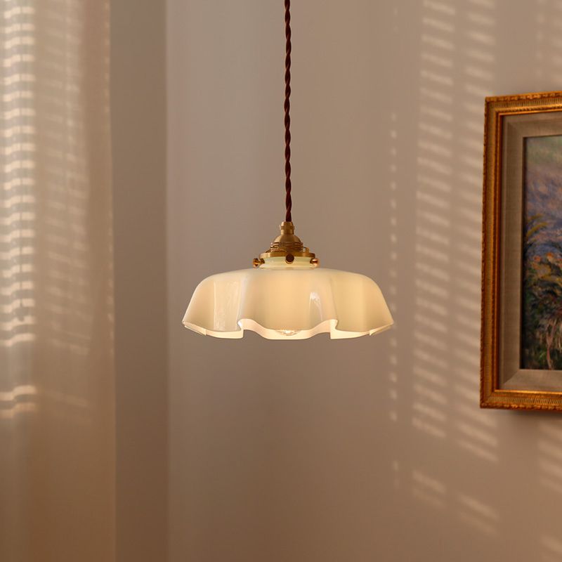 Nordic Style Macaron Pendant Light Metal Glass Hanging Light for Bedside