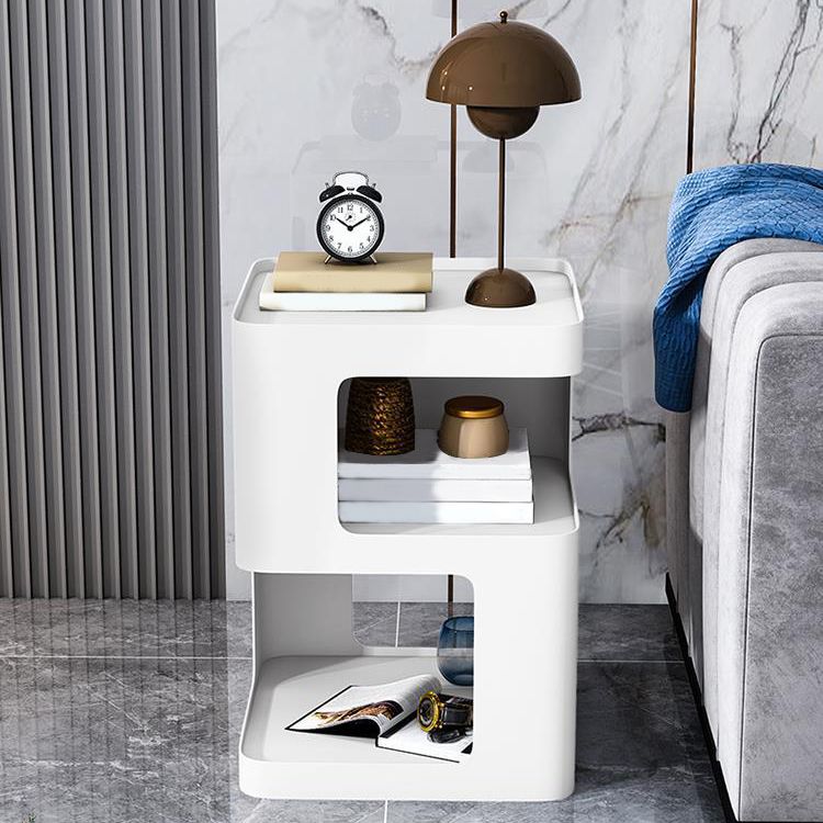 Square Tray Slate Top Side Table 21.65" Tall Metal Abstract Base End Table