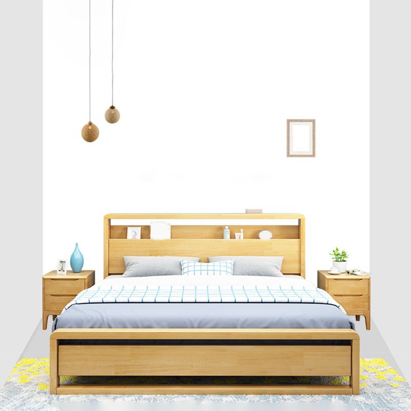 Contemporary Standard Bed with Shelves and Rectangle Headboard