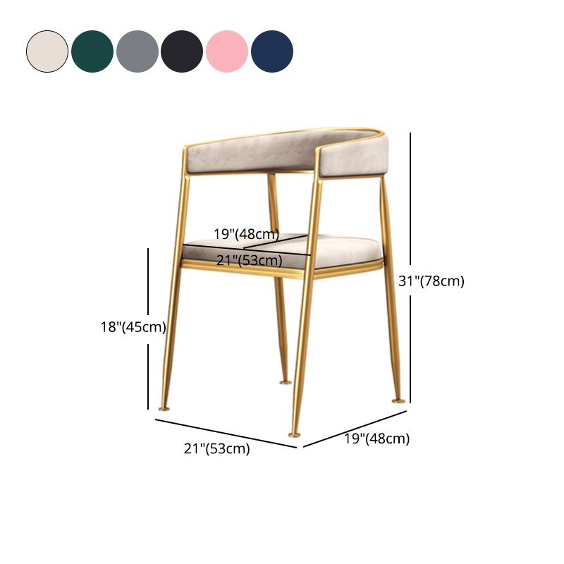 Glam Metal Armless Dining Chair Open Back Dining Side Chair for Home Use