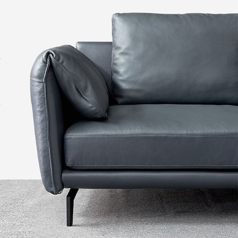 Contemporary Dark Grey Sofa with Bolster Pillows for Living Room