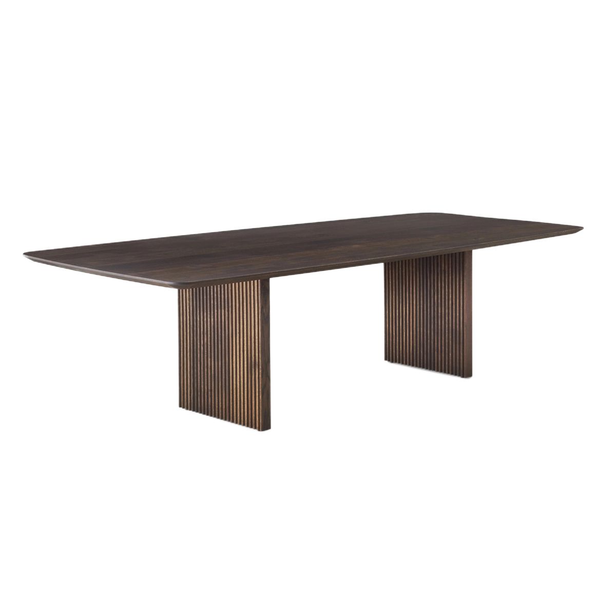 Moderne dennenhouttafel voor restaurant rechthoek eettafel met dubbele voetstuk
