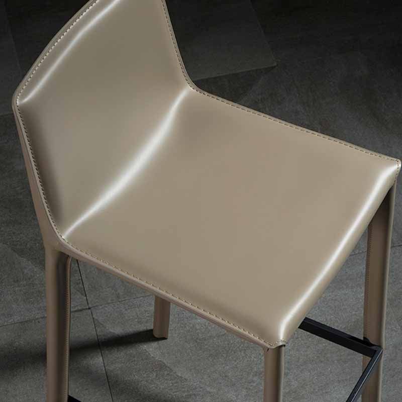 1 Pc Metal Leather Counter Stools Industrial Low Back Bar Stools with Rectangle Seat