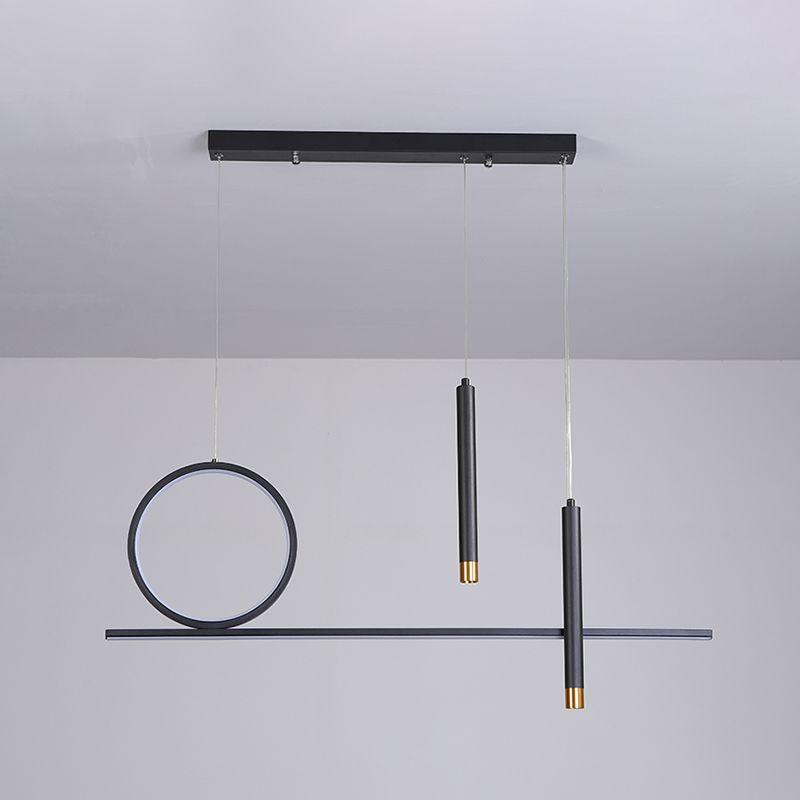 Black Metal Hanging Pendant Lights with Acrylic Shade Modern Island Lamps