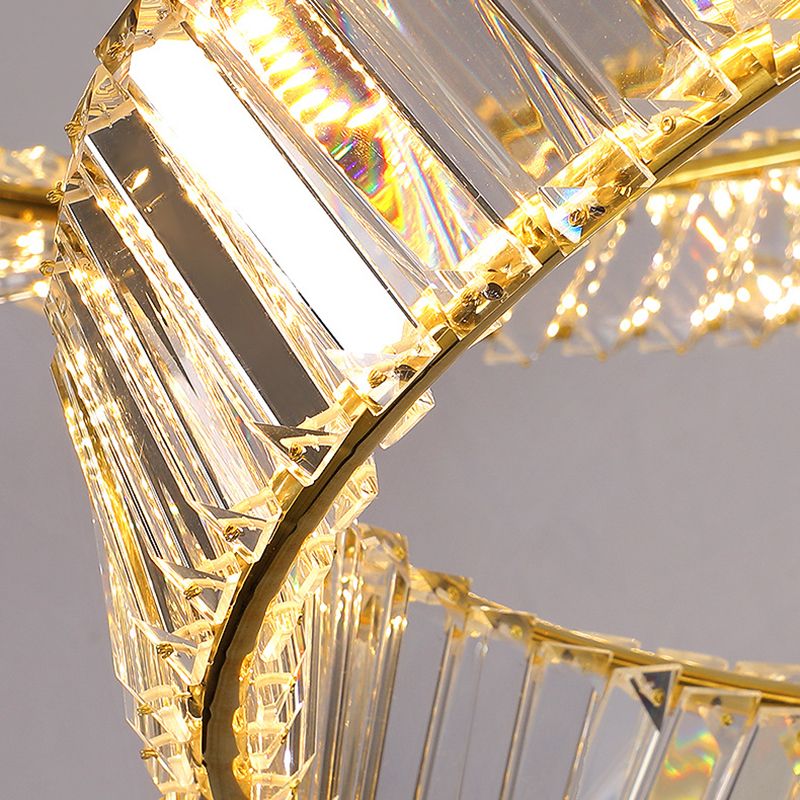 Kristall runde Form hängende Deckenleuchte moderne 1 leichte Anhängerbeleuchtung in Gold