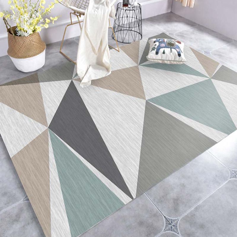 Modern Geo Pattern Rug Multi Colored Cotton Blend Area Carpet Non-Slip Pet Friendly Indoor Rug for Parlor