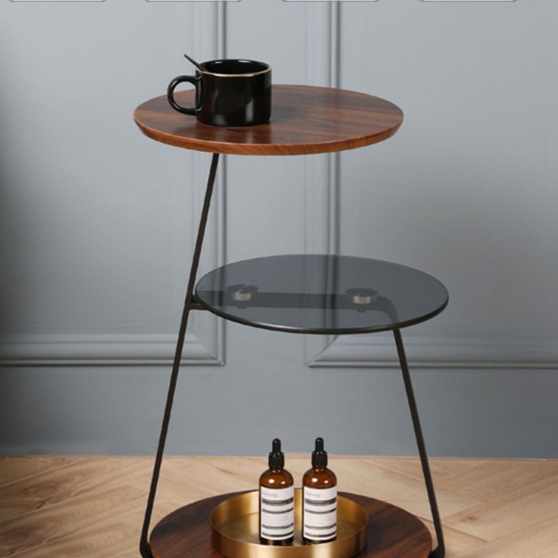 Modern Round Corner Table 3-Tier Side End Table with Storage
