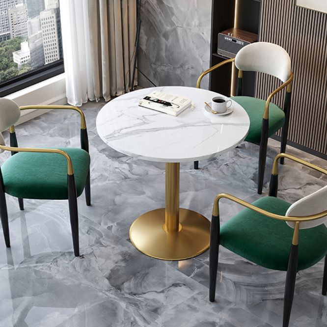 Round Dining Room Table Luxury Pedestal Base Desk of Sintered Stone