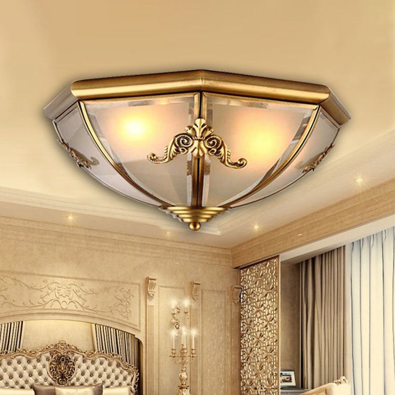 Small/Medium/Large Brass 2/3/6 Lights Flush Mount Classic Opal Glass Bowl Flush Mount Ceiling Light