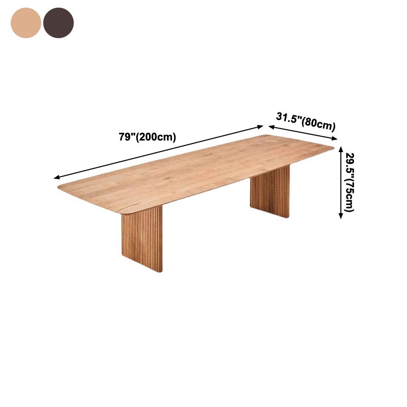 Glam Solid Kitchen Dining Table Rectangle Shape Standard Dining Table with Double Pedestal Bases