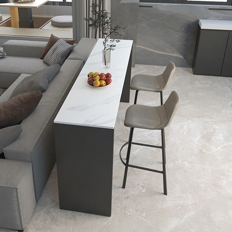 Industrial Bar-height Table Faux Marble Top Pub Table with Metal Base