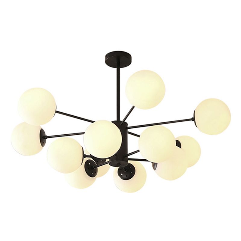 Leche de lámpara de sombra de pelota de vidrio blanco Estilo moderno Múltiples luces de la sala de estar accesorio de iluminación de la sala de estar