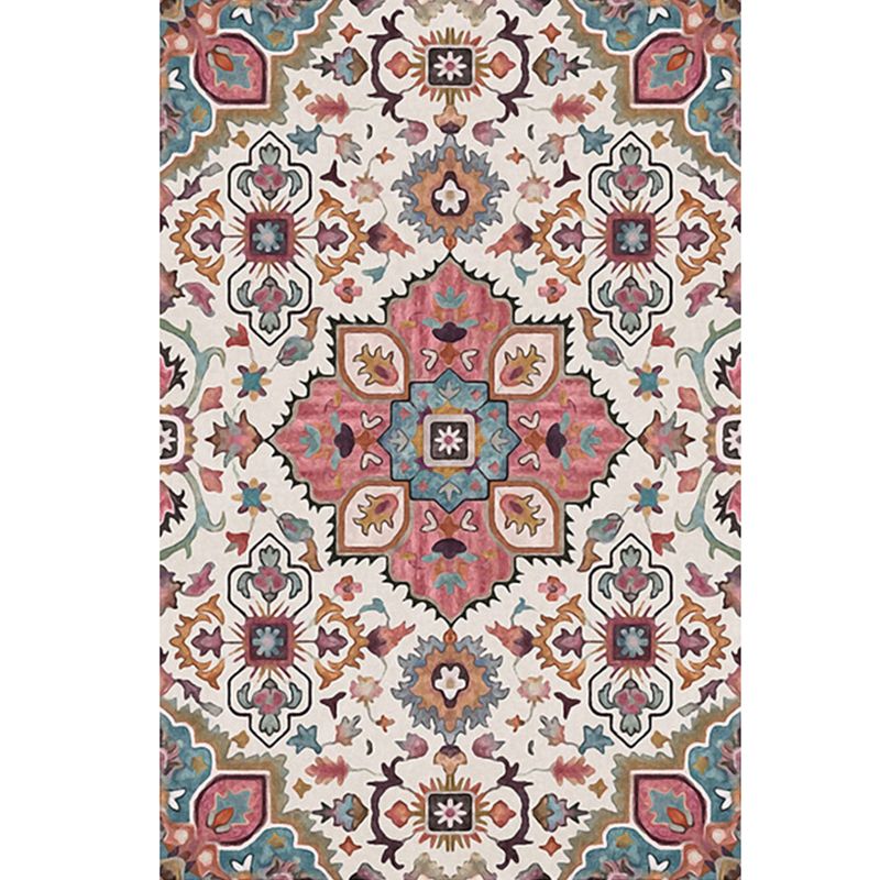 Beige Moroccan Rug Polyester Lozenge Rug Stain Resistant Rug for Living Room