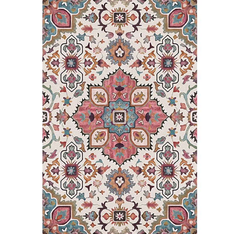 Beige Moroccan Rug Polyester Lozenge Rug Stain Resistant Rug for Living Room