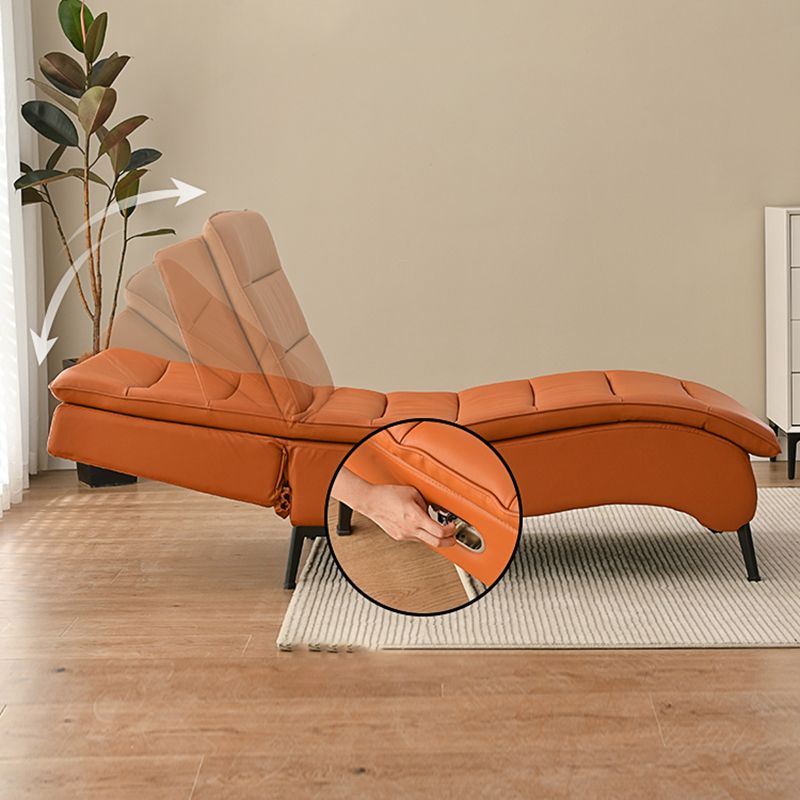 Modern Cushioned Chaise Lounge Leather Armless Chaise for Living Room